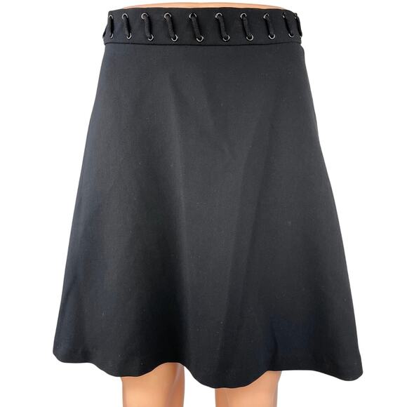 Sandro Paris Women's Black Knee Length Mini Zipper A-Line Career Skirt Size 1 - Picture 1 of 6